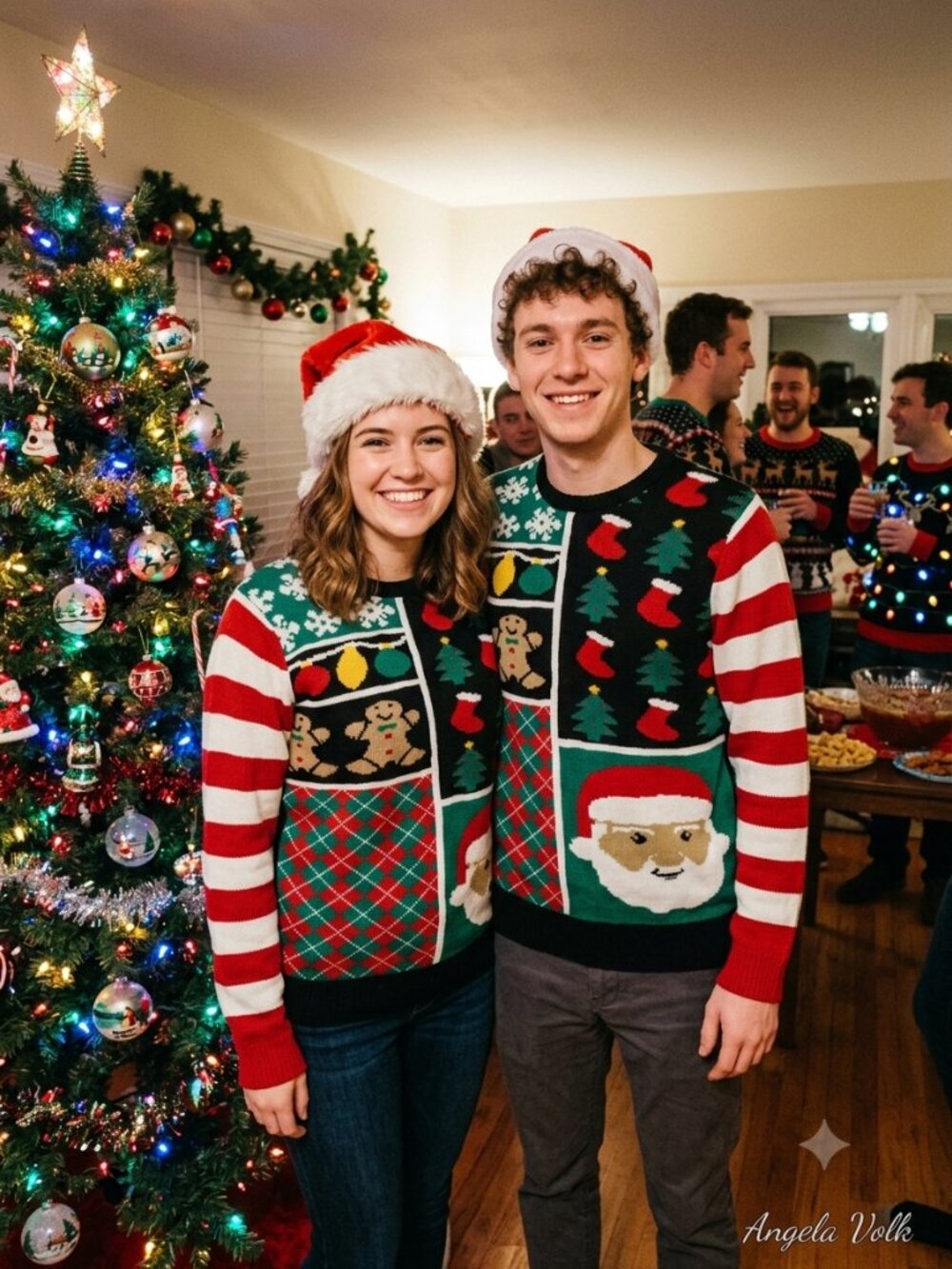 Amnesia Festive Ugly Christmas Sweater S/P (Fits 4-6)